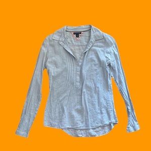 Tommy Hilfiger Light Blue Striped 2/3 Button Down